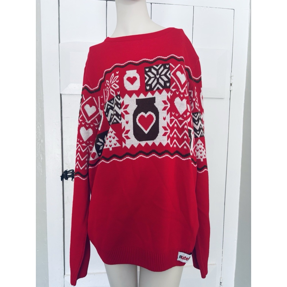 NUTELLA Ugly Christmas Sweater Collectible Limited Edition Unisex‎ Hearts Large